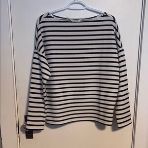 Spanx Striped Black and White Long Sleeve Top